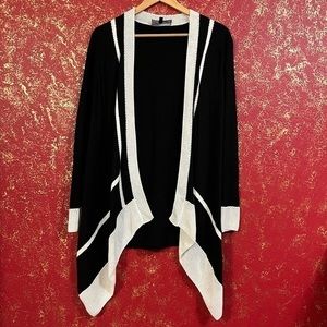 ST. JOHN ASYMMETRICAL CASHMERE WOOL BLACK CARDIGAN SWEATER P